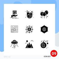 conjunto de 9 iconos de interfaz de usuario modernos signos de símbolos para globos pertinentes de afiliados elementos de diseño de vectores editables de negocios de marketing