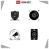 4 Icons Solid Style Grid Based Creative Glyph Symbols for Website Design Simple Solid Icon Signs Isolated on White Background 4 Icon Set vector