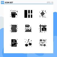 Modern Set of 9 Solid Glyphs and symbols such as ipo knowledge decoration education hanging Editable Vector Design Elements