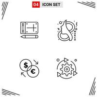 4 Icons Line Style Grid Based Creative Outline Symbols for Website Design Simple Line Icon Signs Isolated on White Background 4 Icon Set vector