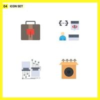 4 Flat Icon concept for Websites Mobile and Apps briefcase fiber app development lane Editable Vector Design Elements