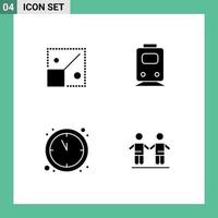 paquete de iconos de vector de stock de 4 signos y símbolos de línea para elementos de diseño de vector editables de año nuevo de tren creativo de reloj completo