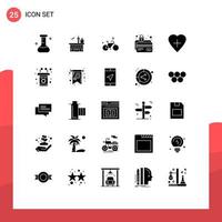 Modern Set of 25 Solid Glyphs and symbols such as protection card security transportation card protection spring Editable Vector Design Elements