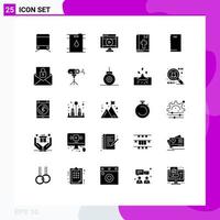 Set of 25 Modern UI Icons Symbols Signs for android phone multimedia thanksgiving book Editable Vector Design Elements