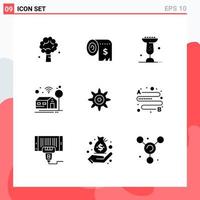 Universal Icon Symbols Group of 9 Modern Solid Glyphs of setting smart expenses home eat Editable Vector Design Elements