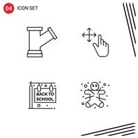 Set of 4 Modern UI Icons Symbols Signs for pipe hanging sign water hold cookie Editable Vector Design Elements