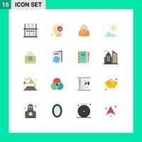 User Interface Pack of 16 Basic Flat Colors of money sunrise mind sun old Editable Pack of Creative Vector Design Elements