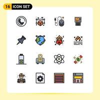 Set of 16 Modern UI Icons Symbols Signs for machine dispenser line cashpoint bankomat Editable Creative Vector Design Elements