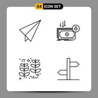 4 Black Icon Pack Outline Symbols Signs for Responsive designs on white background 4 Icons Set vector