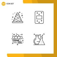 Editable Vector Line Pack of 4 Simple Filledline Flat Colors of attention gratitude road food thanksgiving Editable Vector Design Elements