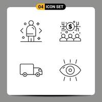 Pack of 4 Modern Filledline Flat Colors Signs and Symbols for Web Print Media such as business delivery direction capitalist transport Editable Vector Design Elements