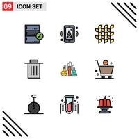 Set of 9 Modern UI Icons Symbols Signs for user interface mobile delete harvest Editable Vector Design Elements