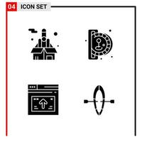 4 General Icons for website design print and mobile apps 4 Glyph Symbols Signs Isolated on White Background 4 Icon Pack vector