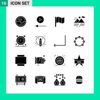 Pack of 16 Solid Style Icon Set Glyph Symbols for print Creative Signs Isolated on White Background 16 Icon Set vector