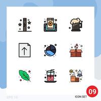 Mobile Interface Filledline Flat Color Set of 9 Pictograms of chart upload cell import fathers day Editable Vector Design Elements