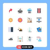 User Interface Pack of 16 Basic Flat Colors of sun solid online hardware disk Editable Pack of Creative Vector Design Elements