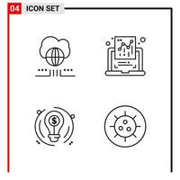 4 General Icons for website design print and mobile apps 4 Outline Symbols Signs Isolated on White Background 4 Icon Pack vector