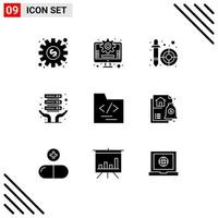 9 Universal Solid Glyph Signs Symbols of advice file dropper folder server hosting Editable Vector Design Elements