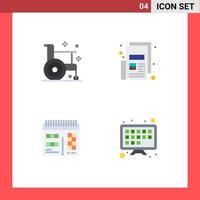 Pack of 4 Modern Flat Icons Signs and Symbols for Web Print Media such as disease web health newspaper design Editable Vector Design Elements