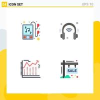 4 Thematic Vector Flat Icons and Editable Symbols of device business headphone internet of things board Editable Vector Design Elements