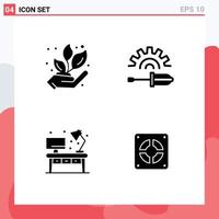 Pack of creative Solid Glyphs of agriculture living plant screw desk Editable Vector Design Elements