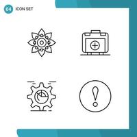 Vector Pack of 4 Outline Symbols Line Style Icon Set on White Background for Web and Mobile