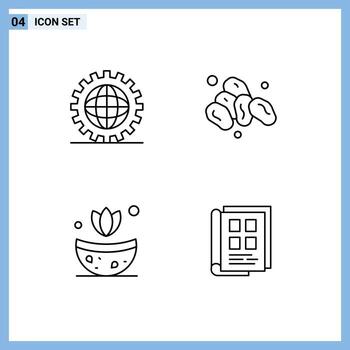 Modern Set of 4 Filledline Flat Colors and symbols such as coding spa global fruit book Editable Vector Design Elements