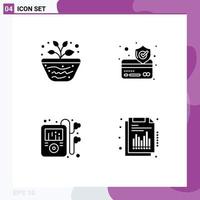 Modern Set of 4 Solid Glyphs and symbols such as education music study payment annual Editable Vector Design Elements