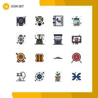 Editable Vector Line Pack of 16 Simple Flat Color Filled Lines of feature smart phone device money Editable Creative Vector Design Elements