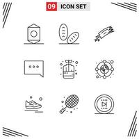 Universal Icon Symbols Group of 9 Modern Outlines of plant bottle astronomy comment bubble Editable Vector Design Elements