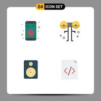 Editable Vector Line Pack of 4 Simple Flat Icons of bluetooth speaker sign halloween music Editable Vector Design Elements