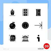 9 Thematic Vector Solid Glyphs and Editable Symbols of arrow sign sharpener information help Editable Vector Design Elements