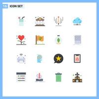 Universal Icon Symbols Group of 16 Modern Flat Colors of disease server digital art network cloud Editable Pack of Creative Vector Design Elements