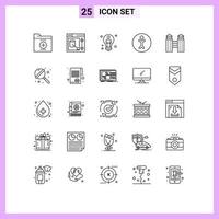 Modern Set of 25 Lines Pictograph of building human web accessibility man Editable Vector Design Elements