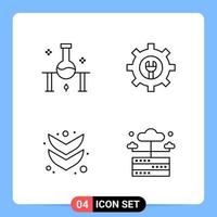 4 Line Black Icon Pack Outline Symbols for Mobile Apps isolated on white background 4 Icons Set vector