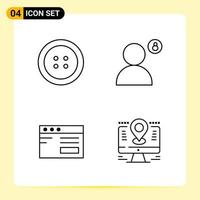 4 Creative Icons for Modern website design and responsive mobile apps 4 Outline Symbols Signs on White Background 4 Icon Pack vector