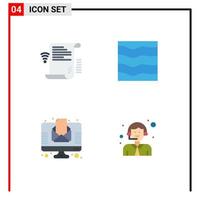 4 Flat Icon concept for Websites Mobile and Apps data waves wifi river news Editable Vector Design Elements