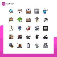 Set of 25 Modern UI Icons Symbols Signs for loop body vehicles avatar illustration Editable Vector Design Elements