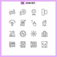 User Interface Pack of 16 Basic Outlines of pencil cloud location vertical align Editable Vector Design Elements