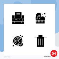 Modern Set of 4 Solid Glyphs and symbols such as printer wedding classic passion goal Editable Vector Design Elements