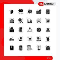 Universal Icon Symbols Group of 25 Modern Solid Glyphs of ebook cd presentation education book Editable Vector Design Elements