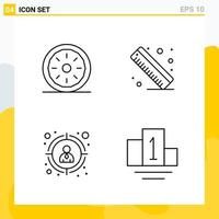 Collection of 4 Universal Line Icons Icon Set for Web and Mobile vector