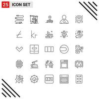 Modern Set of 25 Lines and symbols such as internet search management employee press Editable Vector Design Elements