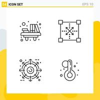 Collection of 4 Universal Line Icons Icon Set for Web and Mobile vector