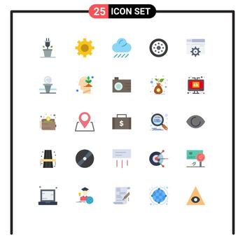 Pack of 25 Modern Flat Colors Signs and Symbols for Web Print Media such as setting design rain web velg Editable Vector Design Elements