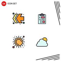 conjunto de 4 iconos de interfaz de usuario modernos símbolos signos para flechas informe de luz solar cielo sanitario elementos de diseño vectorial editables vector