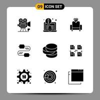 9 Black Icon Pack Glyph Symbols Signs for Responsive designs on white background 9 Icons Set vector