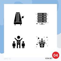 Modern Set of 4 Solid Glyphs Pictograph of audio vpn music database group Editable Vector Design Elements