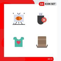 Universal Icon Symbols Group of 4 Modern Flat Icons of football stick sports devices love Editable Vector Design Elements