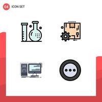 Pack of 4 Modern Filledline Flat Colors Signs and Symbols for Web Print Media such as disease computer health configuration hardware Editable Vector Design Elements